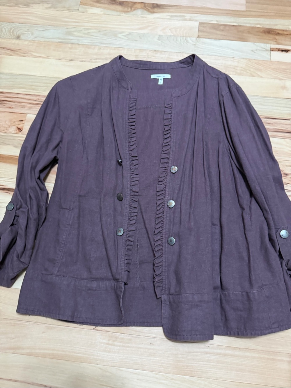 Maurices Plum Ruffle-Trim Button Front Jacket